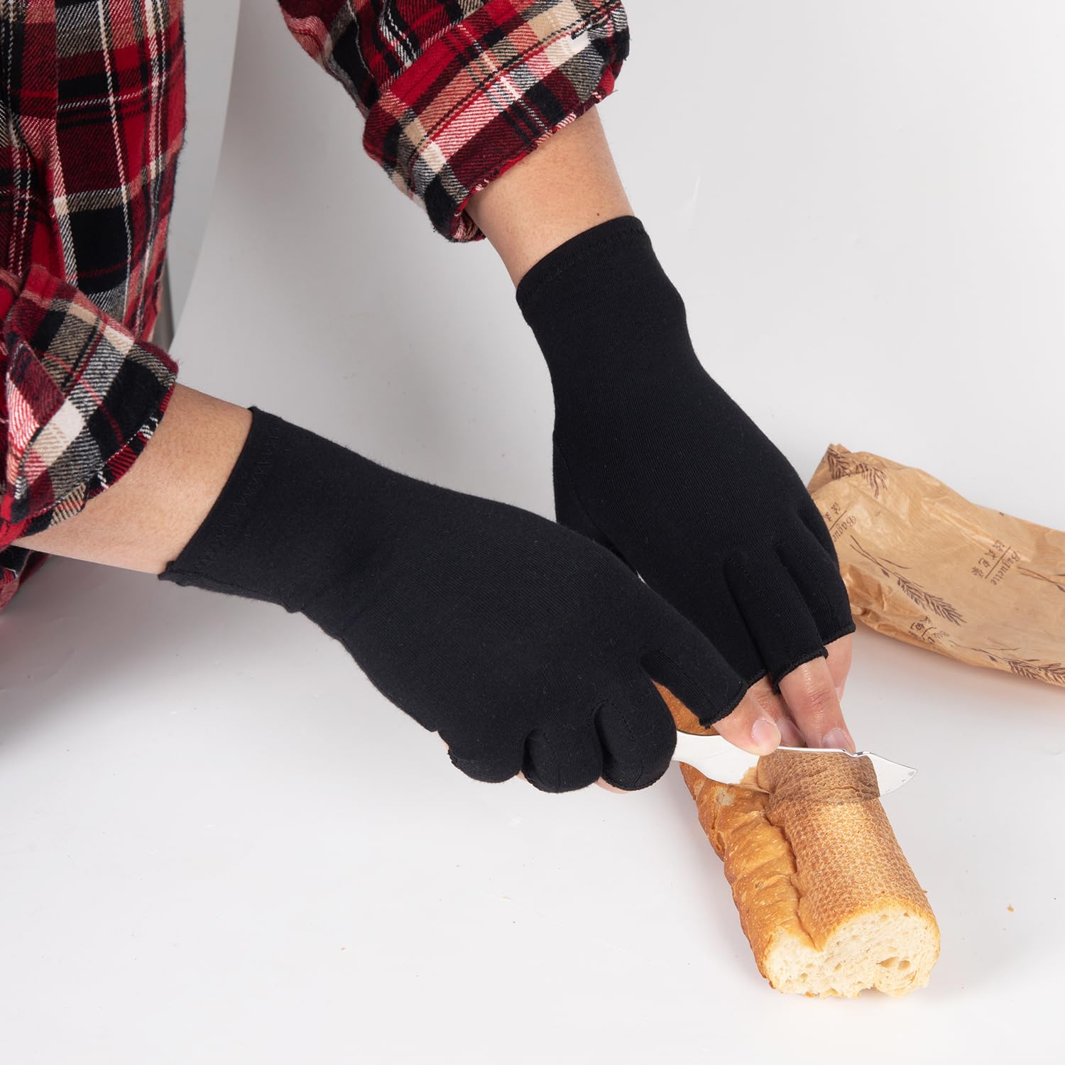 Guantes de compresión para mujeres y hombres, sin dedos, transpirables, absorben la humedad, guantes de compresión para artritis para dolor en las articulaciones