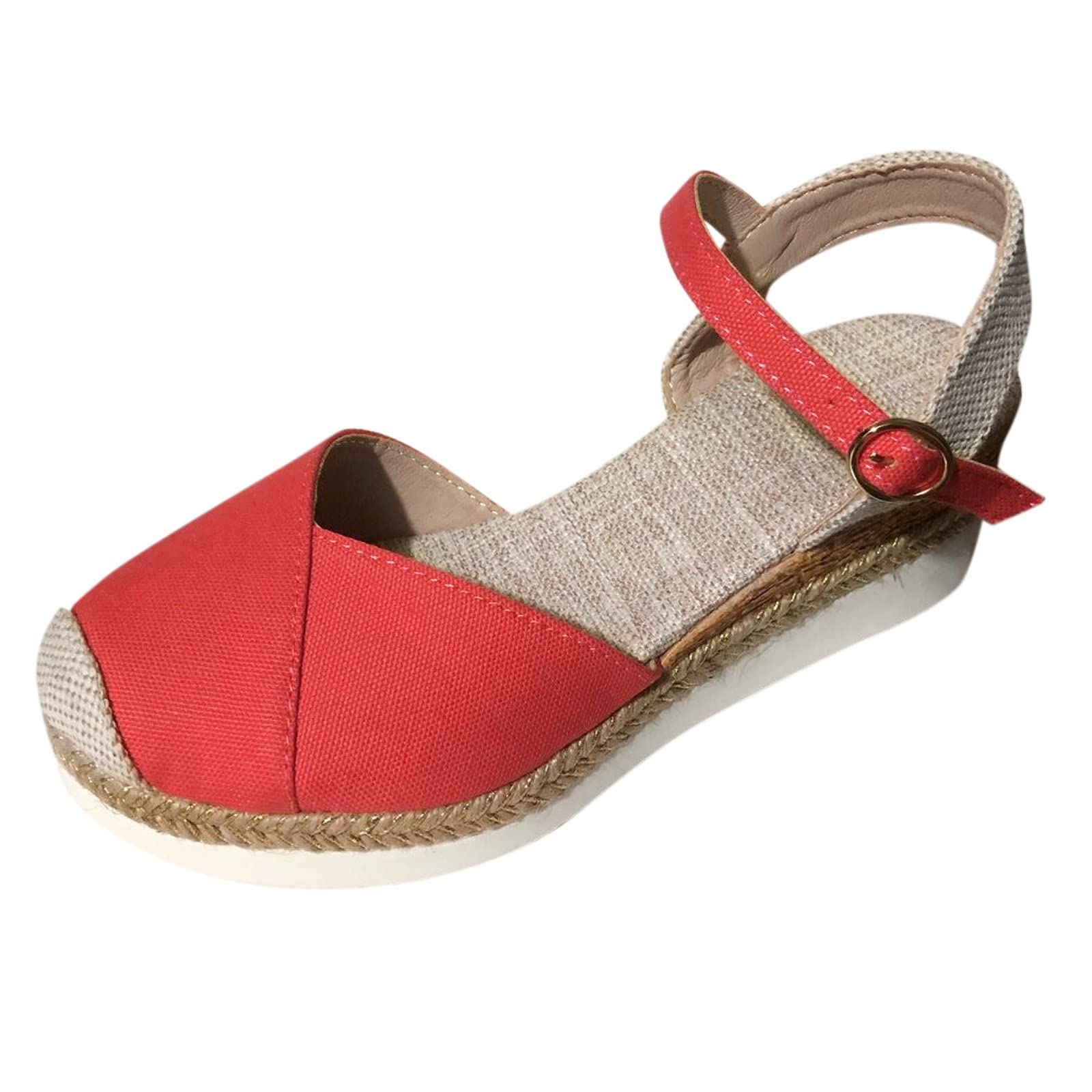 Women Closed Toe Slip on Platform Sandals Vacation Slingback Court Wedges  for Women Canvas Colorblock Espadrille Wedge Shoes (Red, 7) : Amazon.ca:  Clothing, Shoes \u0026 Accessories
