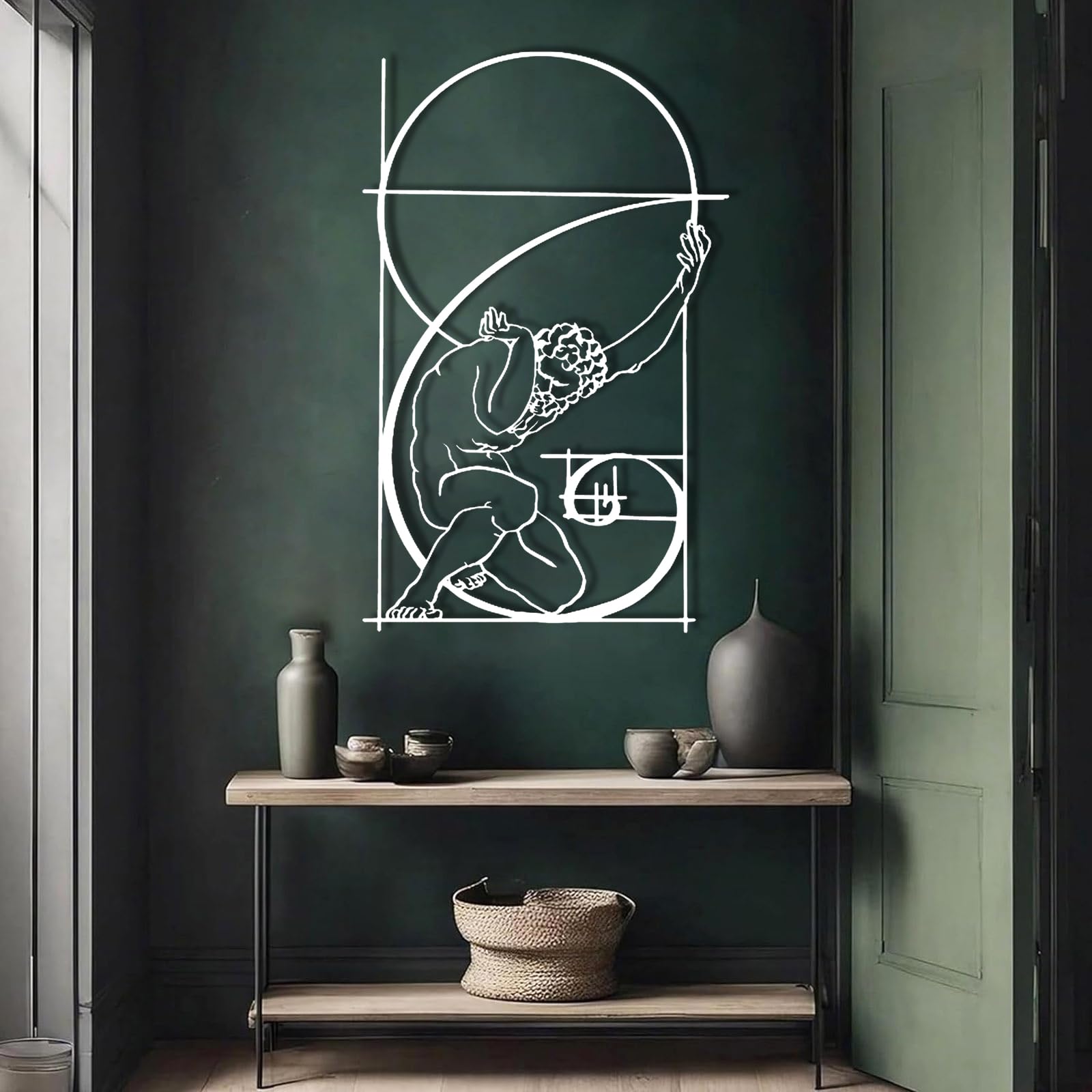 Decoración de Pared Moderna Minimalista de Metal - Arte de la proporción áurea, decoración del hogar, Obra de Arte geométrica de Hierro, Sala de Estar, Dormitorio, baño, Cocina, Oficina, Comedor (bla