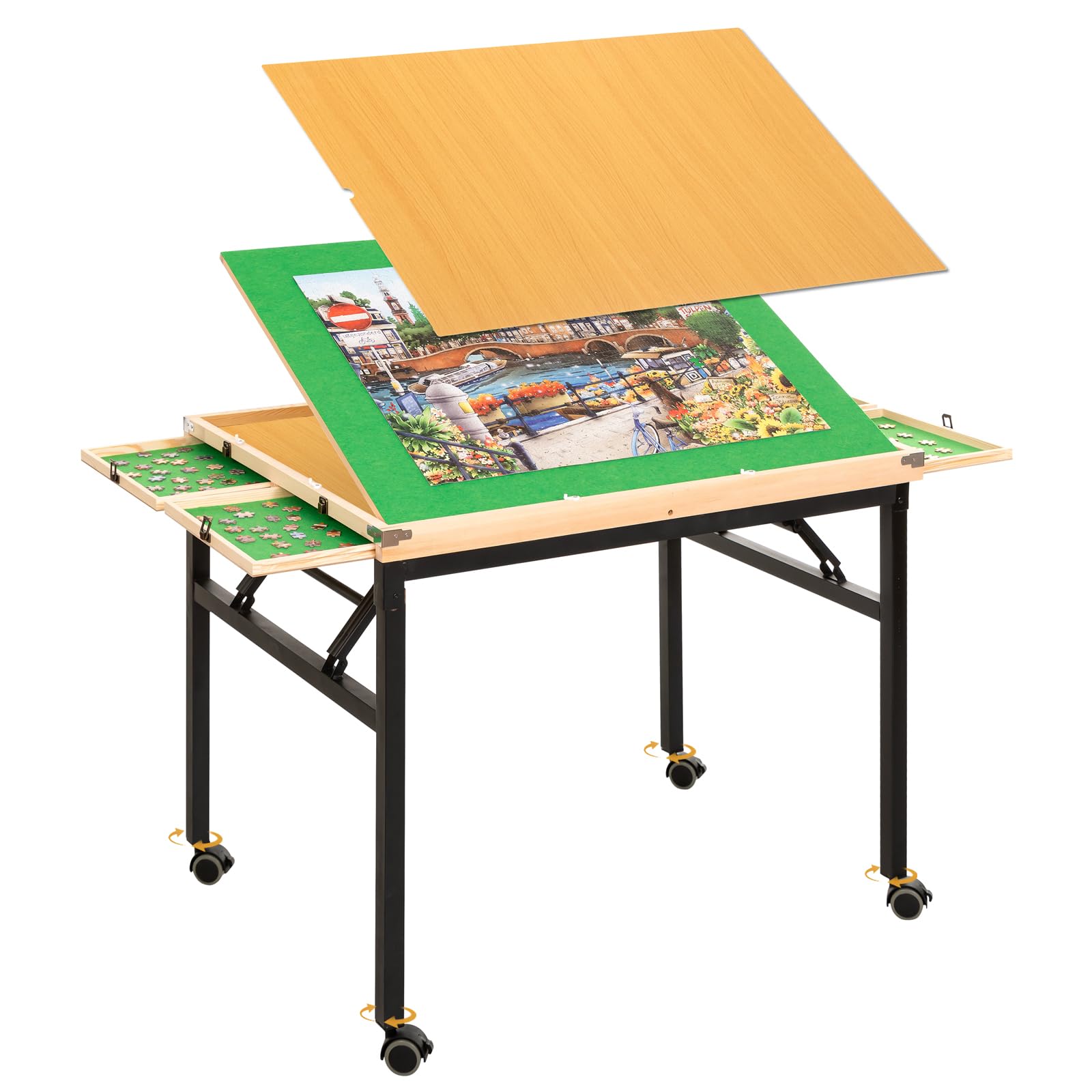 BittPicc Puzzle Table with Drawers and Wheels