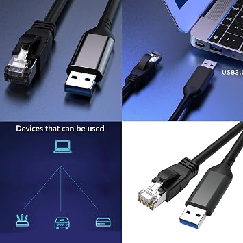 USB 3.0 to RJ45 Ethernet Network Adapter Dongle USB Networking USB3.0 Fast Ethernet for PC Desktop Gigabit Run Cable