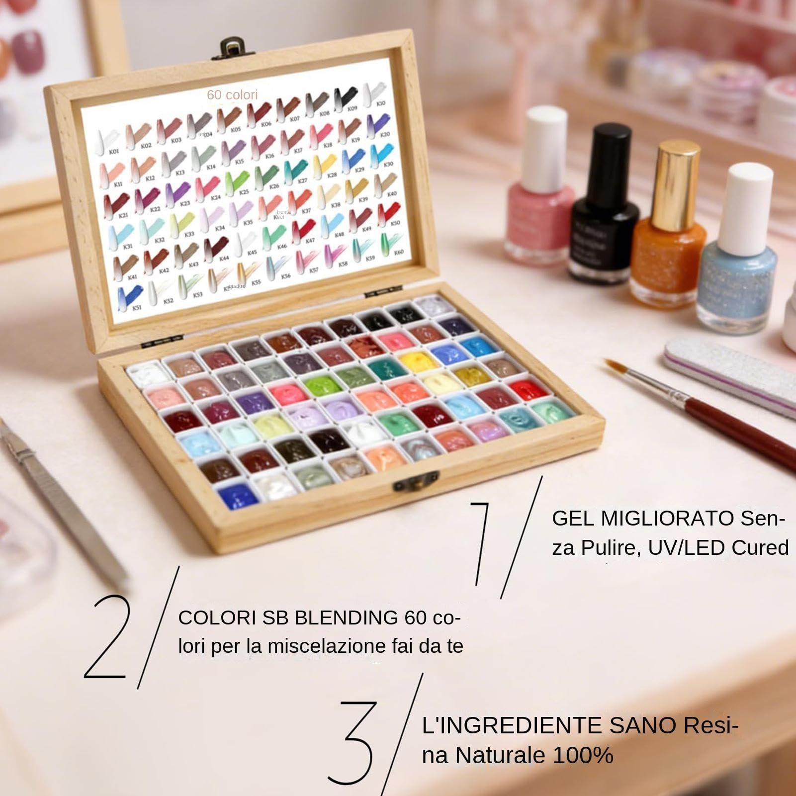 Pat Pat Gel, Kit Professionale Per La Pittura Delle Unghie Con Effetto Sfumato, Composto Da 60 Colori Altamente Pigmentati, Palette Fai-da-te Per Manicure Francese