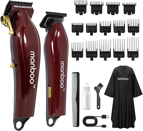 MANBOO Cortadora de pelo profesional para hombres, juego de barbero inalámbrico con cuchilla de cerámica con motor de 7800 RPM, kit de corte de