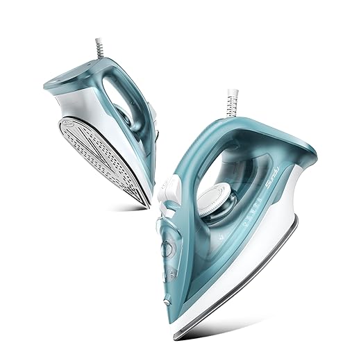 Sundu Burst steam Iron for Clothes - 1500W Iron with Ceramic Coated Soleplate, Rapid Heating, Self-Cleaning, Auto-Off, 11.84oz Water Tank, Precise Thermostat, Home Use Green