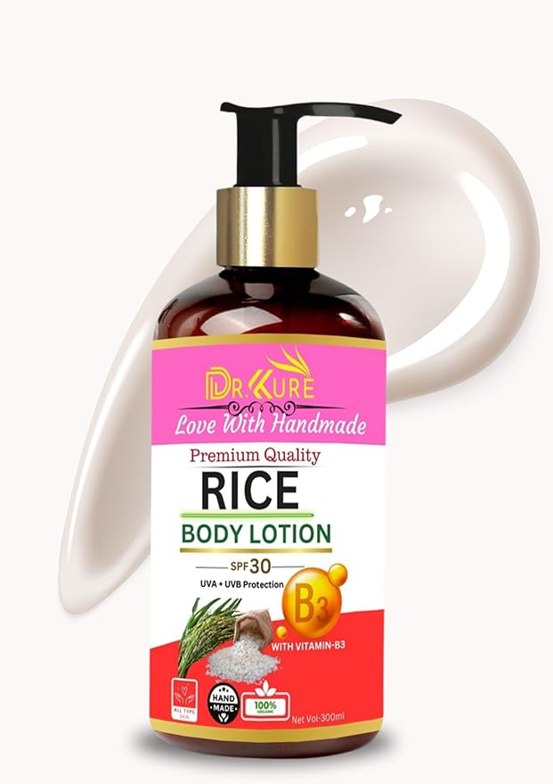 Dr. Kure Korean Glass Skin Rice Body Lotion | Whitening & Hydrating | SPF 30++ | Skin Barrier Repair | All Skin Types | K-Beauty Care| 300 ML