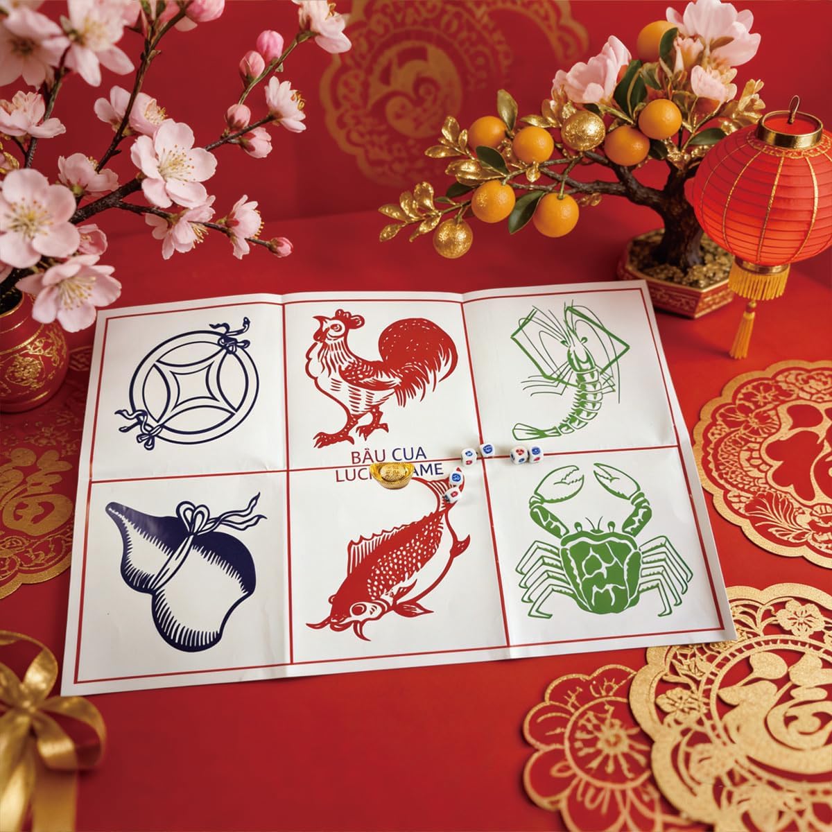 KYMY ベトナム新年パーティー用品 &ndash; 伝統的なB&ouml;u Cua T&ocirc;m C&aacute; パーティーデコレーション T&agrave;t Vietnam 2