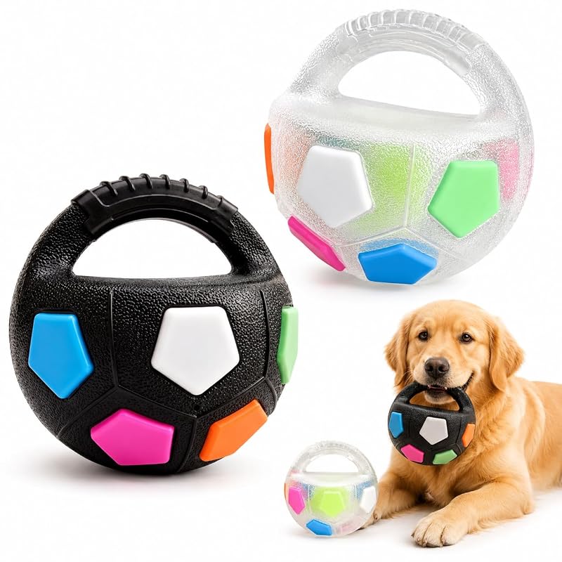 Bola de borracha TPR com apito para mastigar e buscar cães médios e grandes Jatmira, pacote com 2