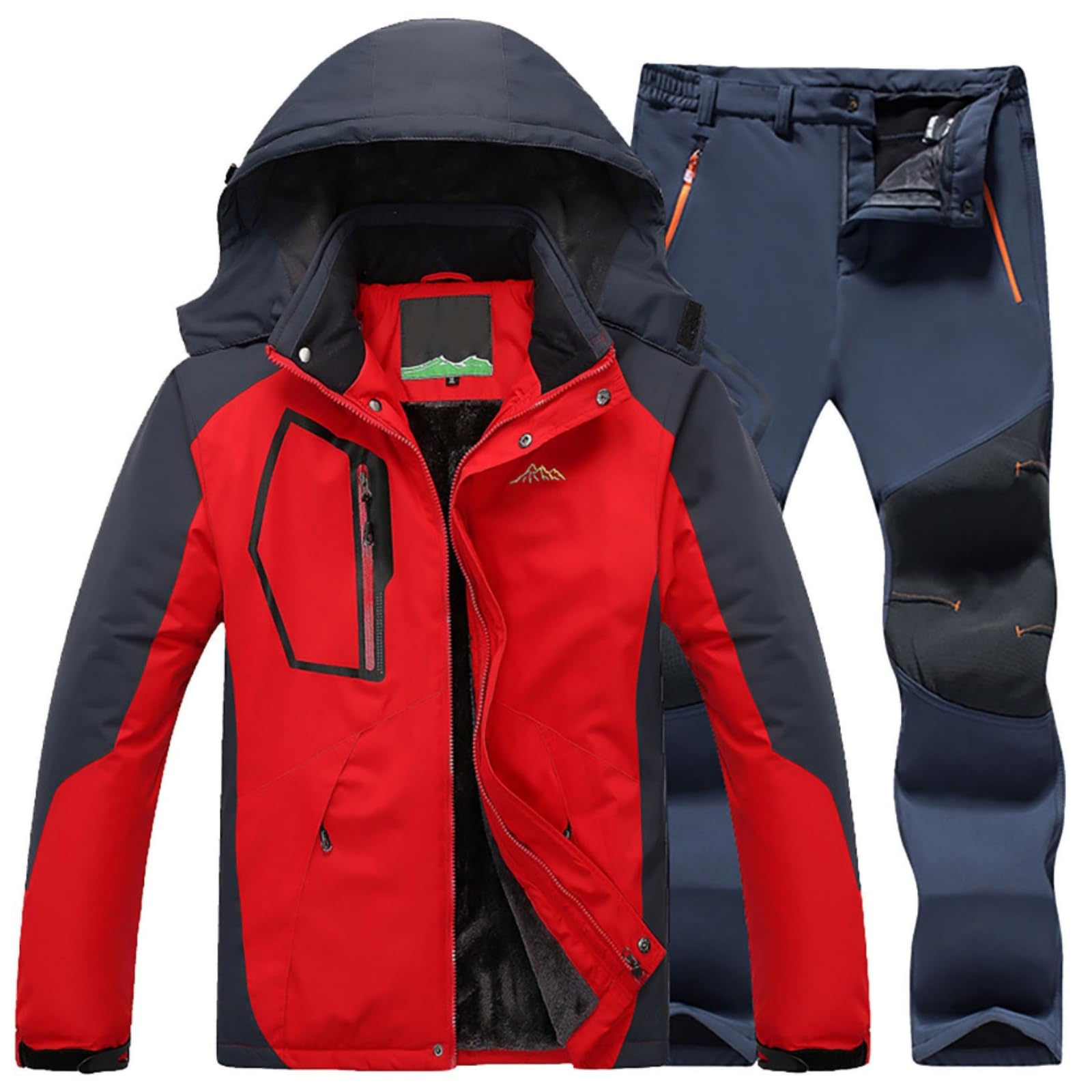 Buddhi Men 2023 Ski Jacket and Pant Set Fall Winter Warm Waterproof Windproof Hooded Snow Coat 2 Pieces Snowboarding Snowsuit