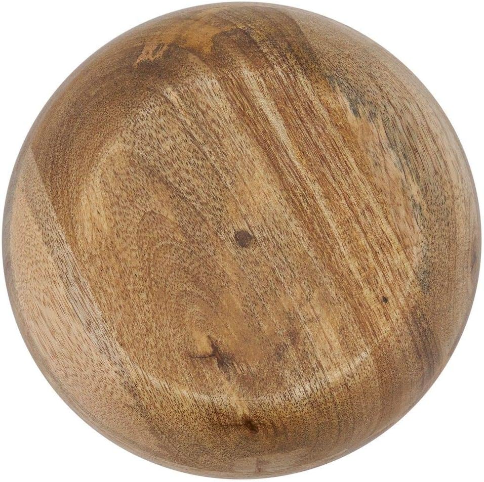 Fennco Styles 7" Round Mango Wood Serving Bowl with Blue Floral Enamel Design for Fruits, Salads, Sides, Home, Kitchen Décor and Holiday Gatherings