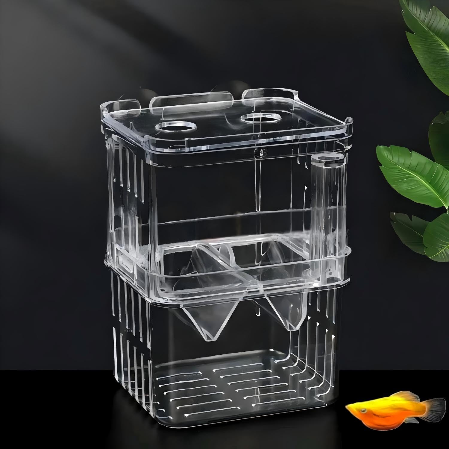 Aquarium Fish Breeder Box Hatchery Incubator,Multi-Functional Acrylic Breeder Isolation Box Hatching Incubator Box for Fish Fry Betta Fish Shrimp and Little Turtle