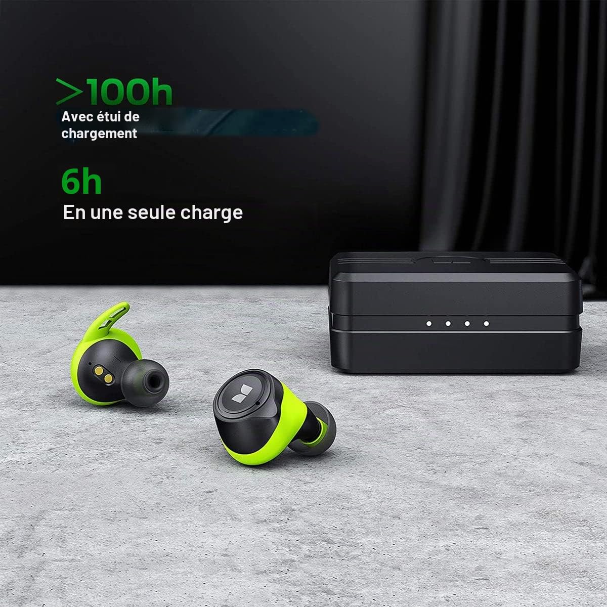 Monster - Champion Airlinks - Écouteurs sans Fil - Oreillettes Bluetooth Intra-Auriculaires - Réducteurs de Bruit - Résistent à l'eau - Batterie 2600 mAh - Jusqu'à 100 Heures d'Autonomie - Noir