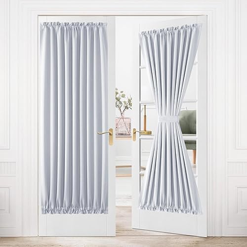 Cortinas Dwcn para puerta, con bolsillo para barra Blanco grisáceo
