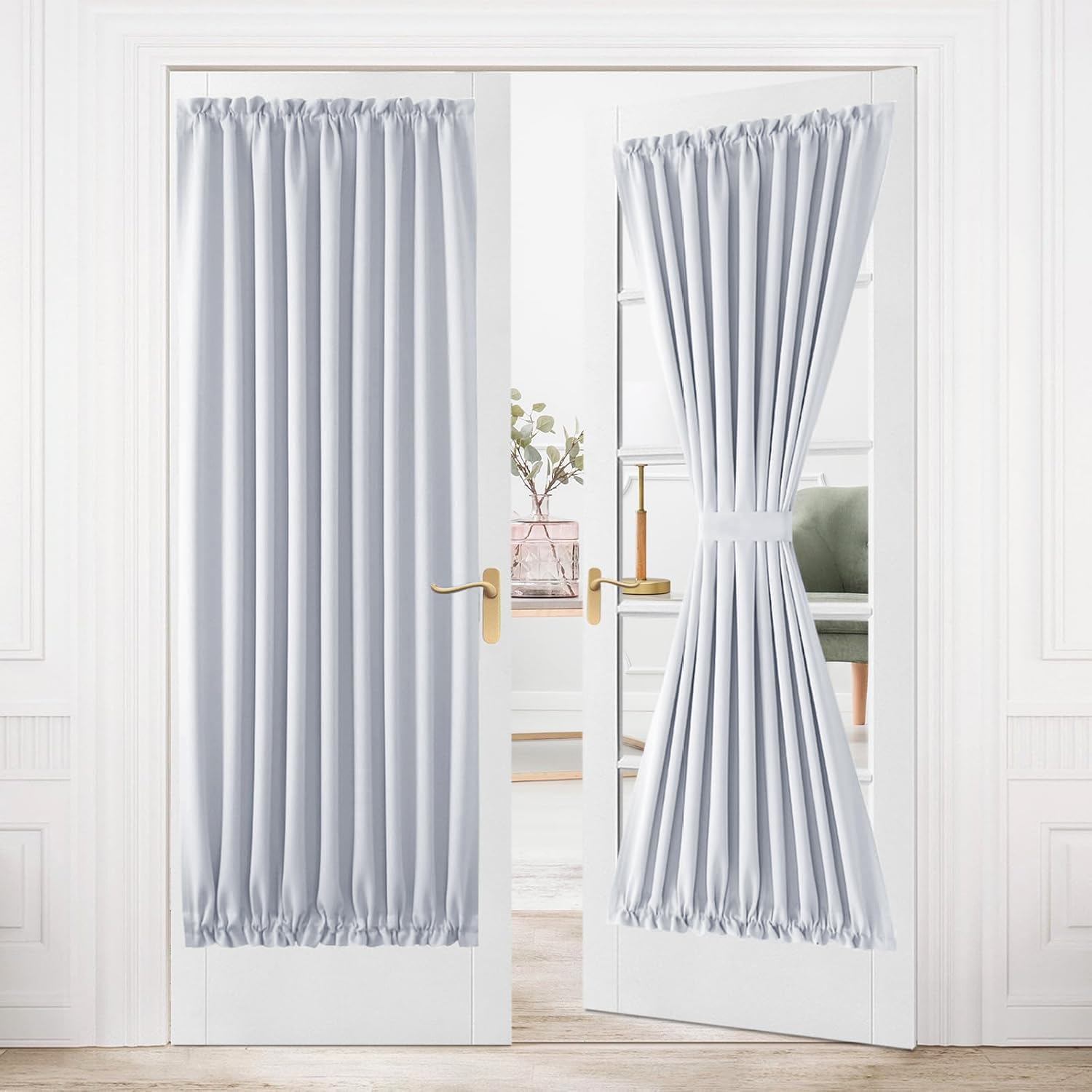 DWCN French Door Curtains – Rod Pocket Thermal Curtain for Doors with Glass Window, Kitchen and Patio Doors for Privacy, 54 X 80 Inches Long, 1