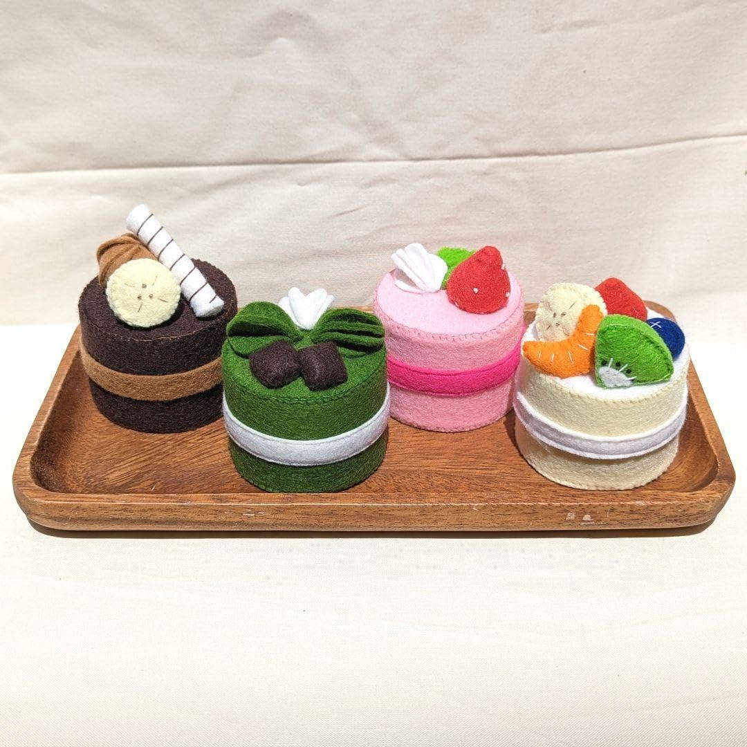 Amazon | フェルトケーキ 抹茶ケーキ いちごケーキ フェルトままごと