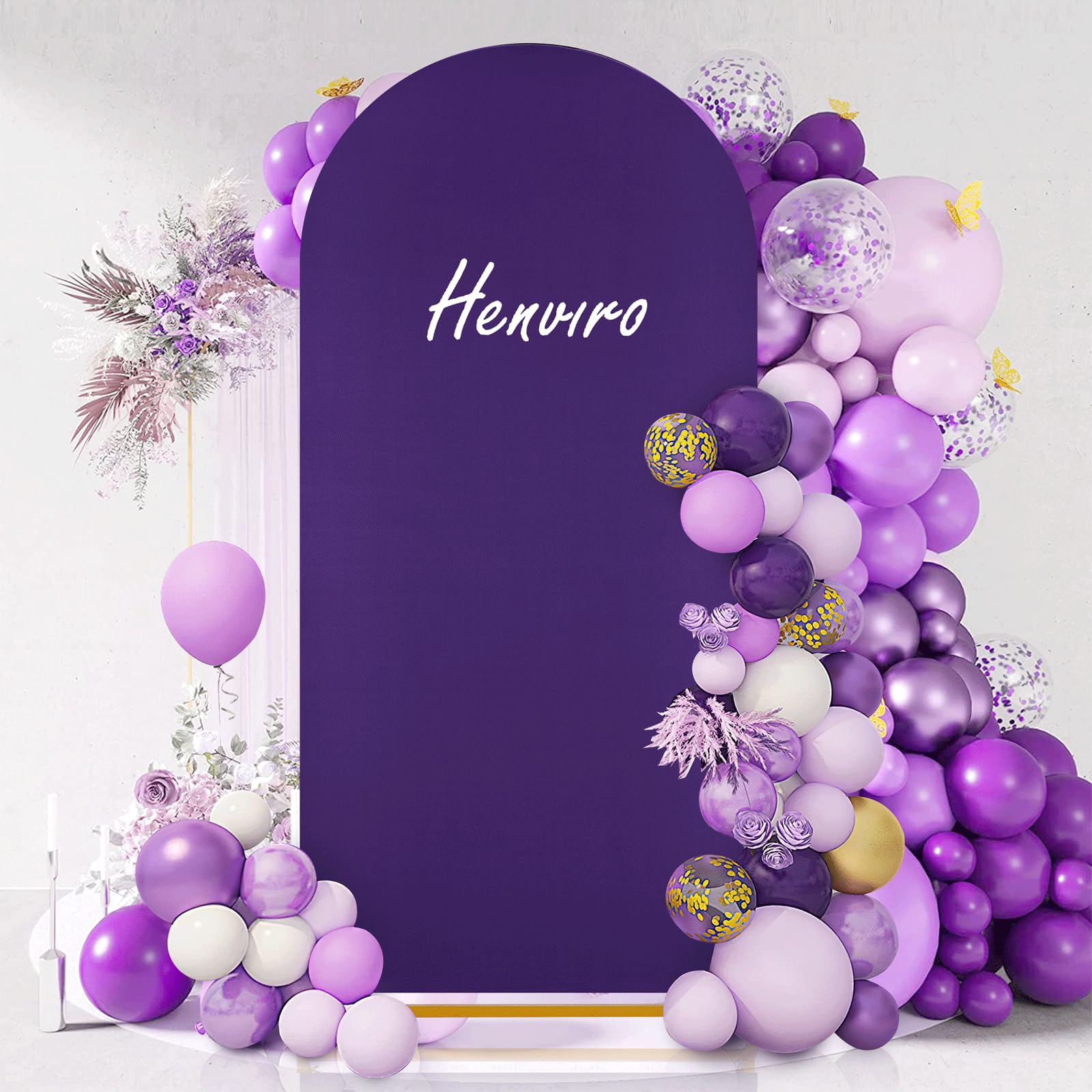 Purple Spandex Arch Cover 6FT Wedding Arch Backdrop Cover | Stretchy Backdrop Chiara Wall Arch Stand Cover for Wedding Birthday Balloon Decorations- Ideal for Balloon Arches