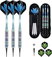 Vista 15 de Juego de puntas de plástico para dardos – 0.63 oz 0.74 oz colorido arco iris punta suave dardos 50 juntas tóricas antisueltas 6 ejes