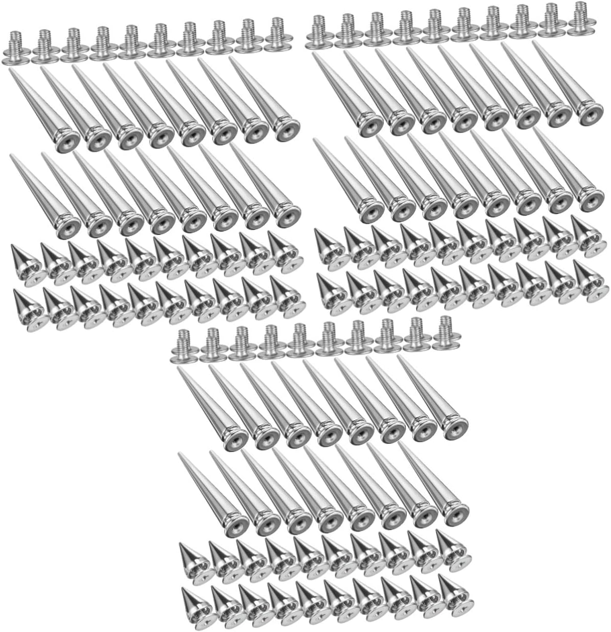 DIYEAH 120pcs Punk Spike Spikes for Clothing Shoes Leather Craft Each for Accessories