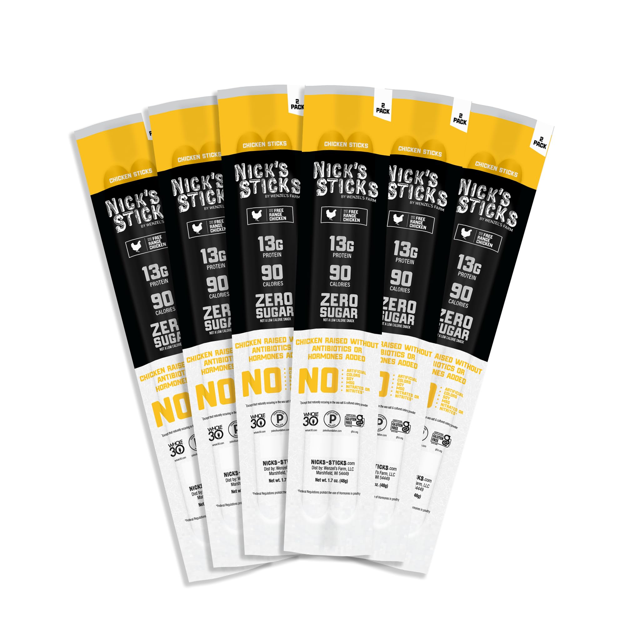 Nick's Sticks Free Range Clean & Balanced Chicken Snack Sticks | Made in the USA | Gluten Free | Paleo, Keto, Whole30 Approved | No Soy, Antibiotics