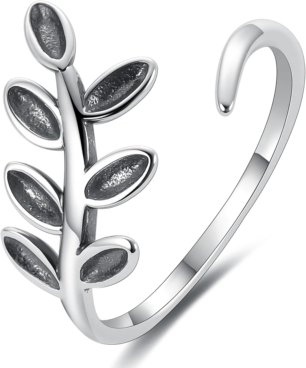 BALMORA Real 925 Sterling Silver Vintage Leaf Rings for Women Men Retro Lotus Feather Flower Adjustable Open Ring Floral Leaves Finger Statement Promise Ring Fashion Jewelry Birthday Gifts for Mom Daughter
