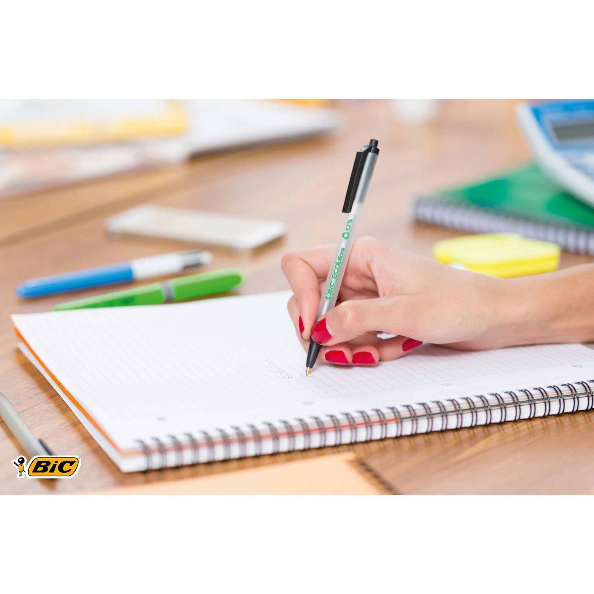BIC Clic Stic ECOlutions - Stylos-Bille Rétractables à Pointe Moyenne (1,0 mm) Certifié NF Environnement - Bleu, Boîte de 50