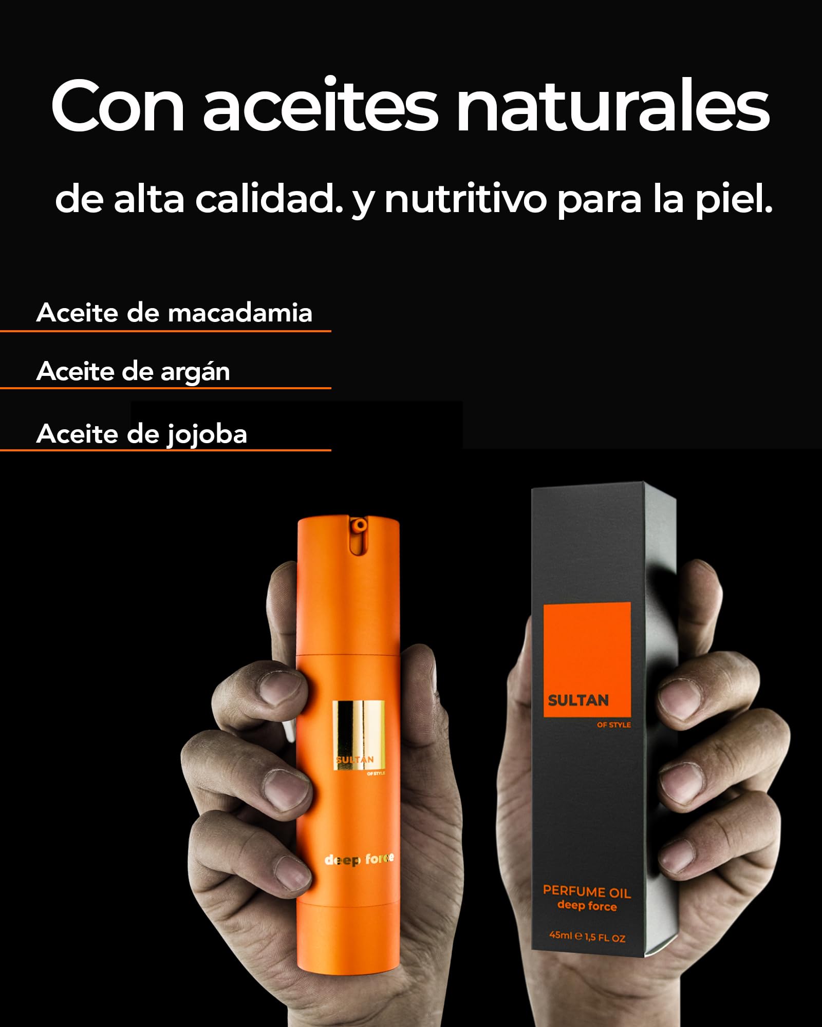 Sultan of Style Aceite de perfume Deep Force para hombre - Fragancia oriental intensa y elegante - 100% sin alcohol - Aceites esenciales para el cuidado personal - Regalos para hombre
