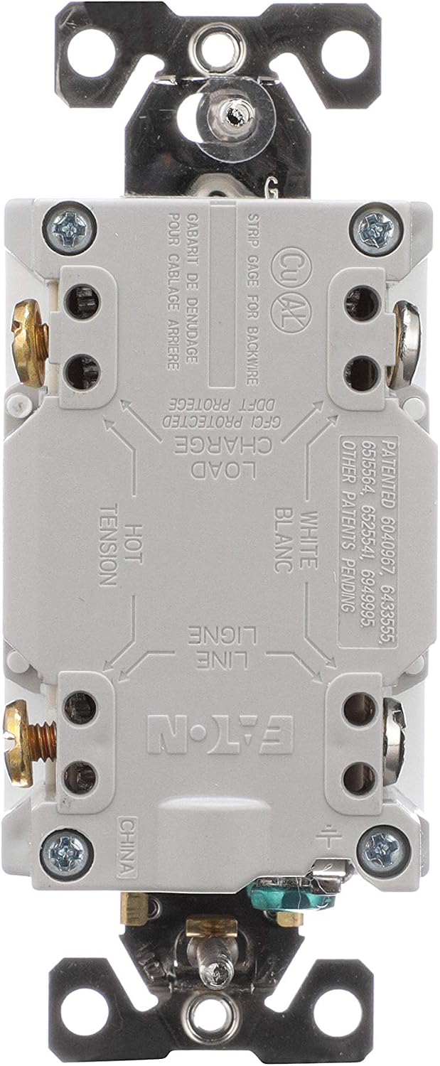 Eaton GFCI Self-Test 15A -125V Tamper & Weather Resistant Duplex Receptacle with Standard Size Wallplate, White
