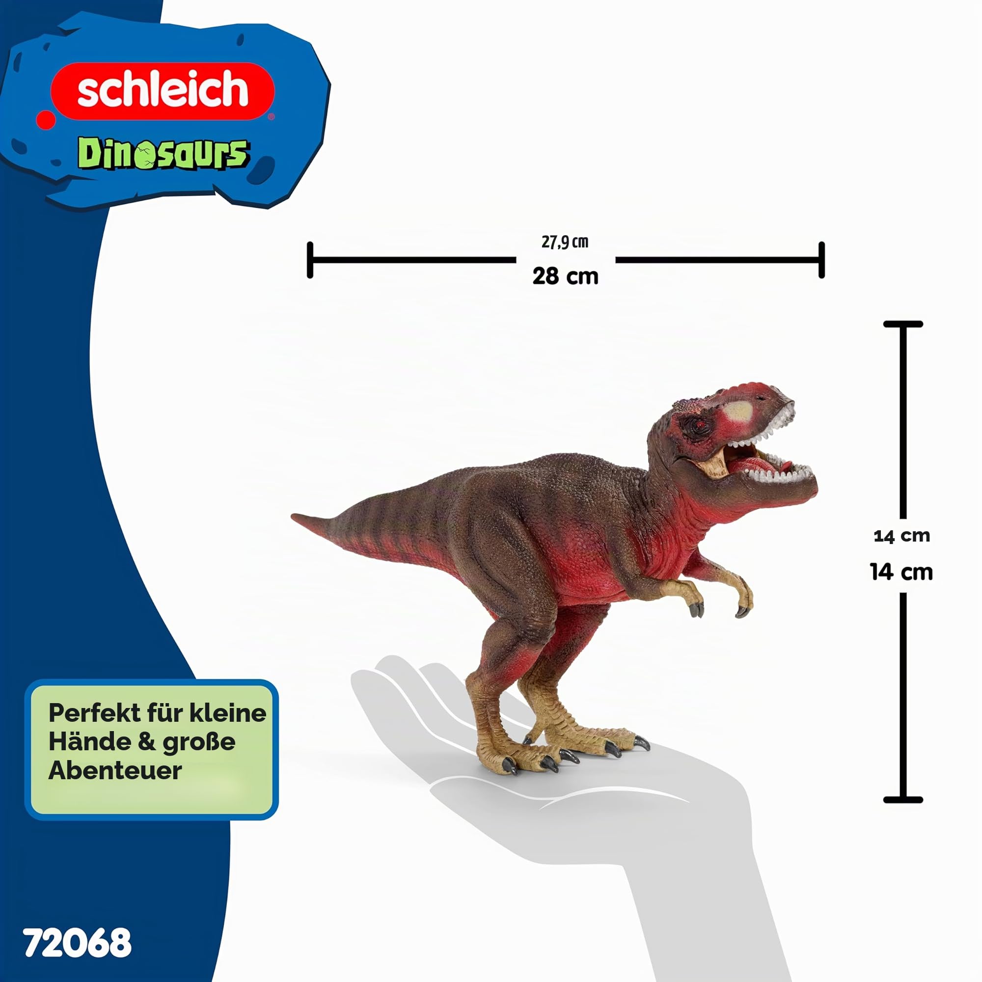 SCHLEICH Dinosaurs | Tyrannosaurus Rex rot 72068 | detailgetreue Dino Sammelfigur | tolles Geschenk für Mädchen und Jungen | Dinosaurier Spielzeug ab 3 Jahre | 28 x 10 x 14 cm | exklusiv bei Amazon