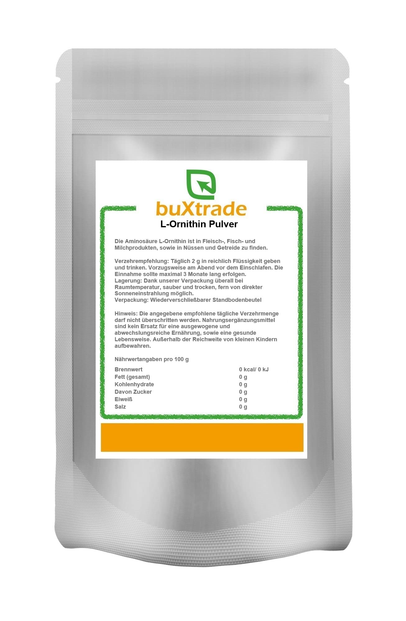 4x500g L-Ornithin | reines Pulver | Nahrungsergänzung | Buxtrade