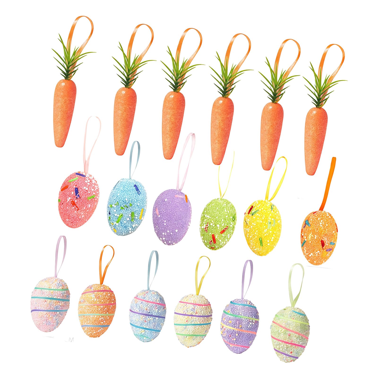 ZBIianxer Bright Easter Decors Set with Foam Rabbits and Carrot Ornament Party Supplies for Indoor Outdoors Use Spring Carrots