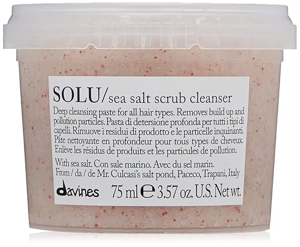 Davines SOLU Sea Salt Scrub Cleanser | Refresh and Clarify Hair and Scalp | Remove Residue And Impurities - 3.57 Fl Oz (Pack of 1)