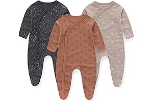 Unisex Baby Footies Rompers Cotton Long Sleeve 3-Pack