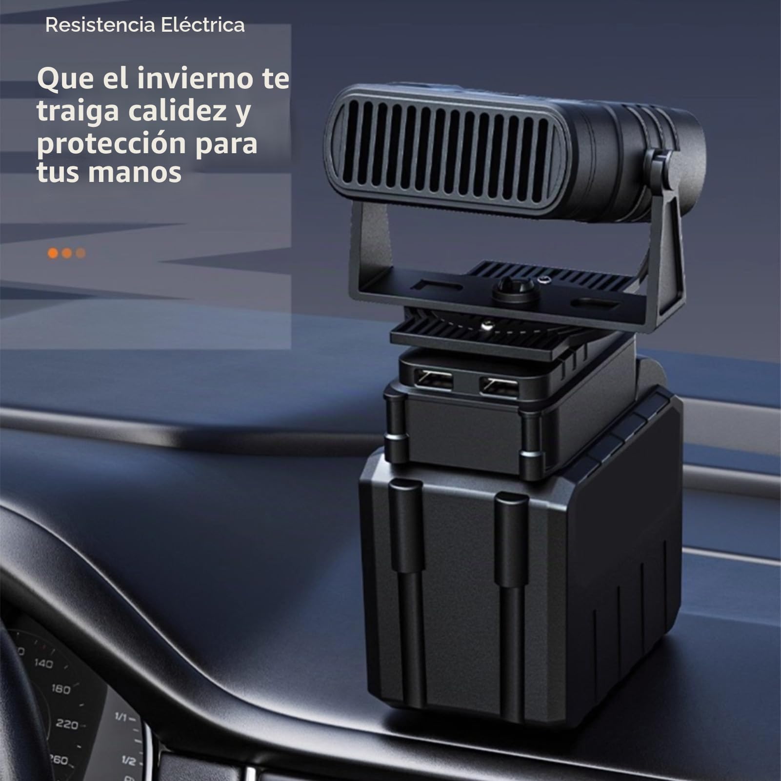 Calefactor Inalámbrico, 2 Velocidades Silencioso Calefactor Portátil con Dos Puertos USB Batería Protección contra Sobrecargas para Coche Tienda de Campaña Taller