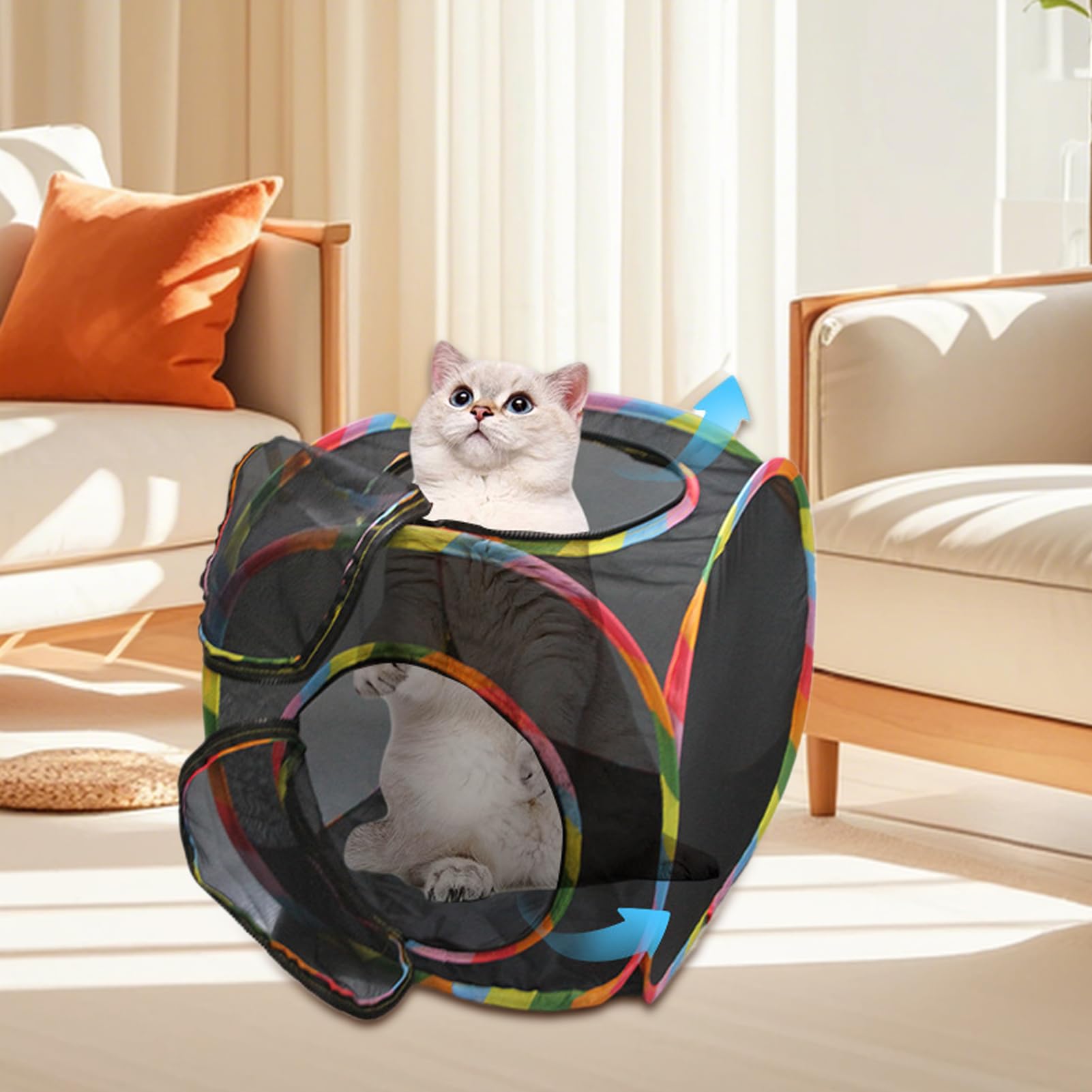 Cube de Jeu pour Chat, Tente Cube pour Tunnel – Parc pour Animaux – Maison ventilée pour Balcon, terrasse, Appartement