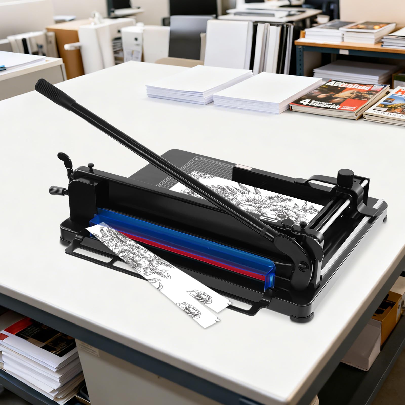 Taglierina manuale ad alte prestazioni – Taglia carta A3 con scala e copertura di sicurezza, taglia fino a 40 mm (400 fogli), ideale per ufficio, scuola e stampa (nero)