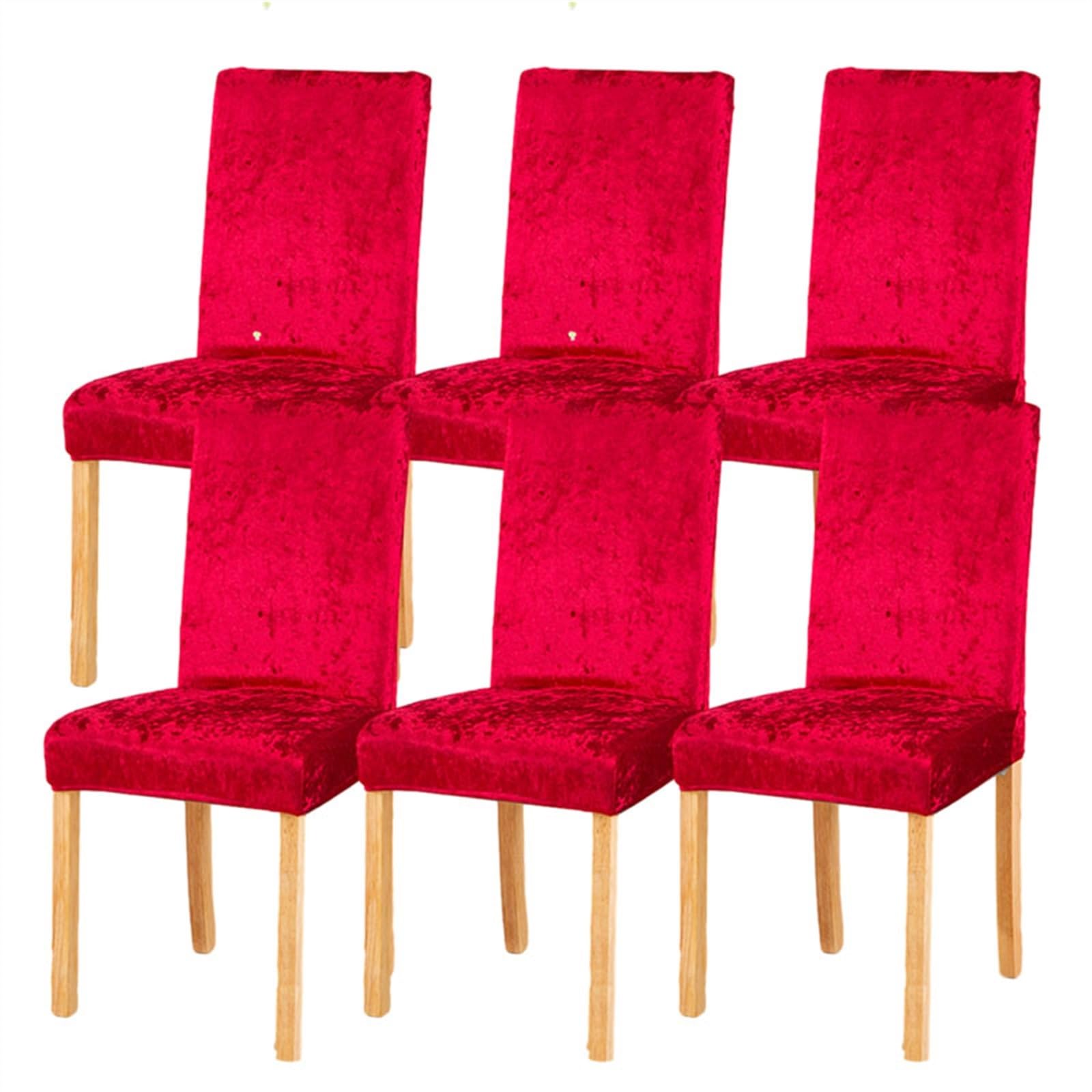 Chair covers, Crushed Velvet Dining Chair Covers,Stretch Removable Washable Dining Chair Slipcover Super Soft Protector for Seat Covers for Wedding Party Dining Room Home Decor (Color : Pink, Size : 8