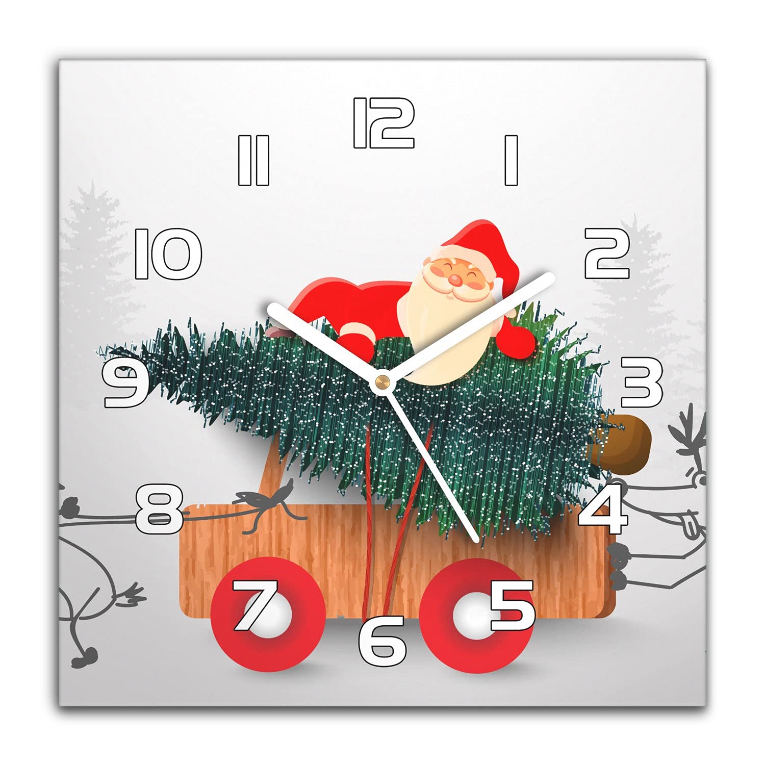 Horloge Murale Noël moderne cuisine salon en verre silencieux avec motif Santa Claus