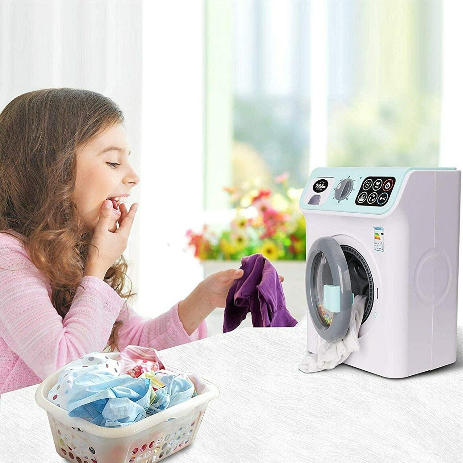 Baroni Toys Jouet pour Enfants Machine à Laver Son et Lumière, Mini Jeu de Machine à Laver avec Piles Incluses, Hublot Ouvrant, 14x18x10 cm, 3 4 5 6 7 Baroni Toys Jouet pour Enfants Machine à Laver Son et Lumière, Mini Jeu de Machine à Laver avec Piles Incluses, Hublot Ouvrant, 14x18x10 cm, 3 4 5 6 7