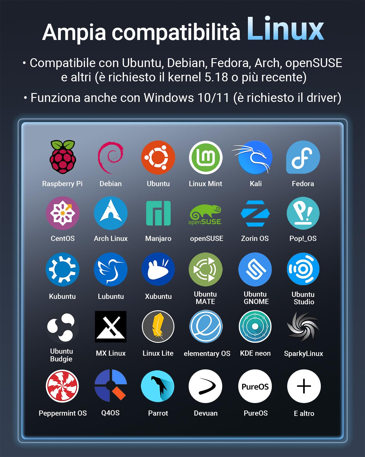 BrosTrend AXE3000 Tri-Band Chiavetta WiFi Linux Plug & Play con Ubuntu, Fedora, Mint, Debian, Arch, Kali, Manjaro, Raspberry Pi OS etc. Adattatore WiFi USB Linux per PC Fisso, WiFi-6E 6GHz/5GHz/2.4GHz