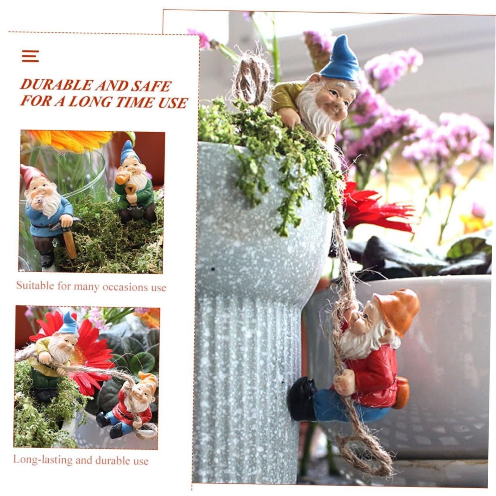 Estatua para Exteriores Estatuas de Resina gnomo jardín, 4 Uds., gnomos Plantas, Hadas Decoración de jardín