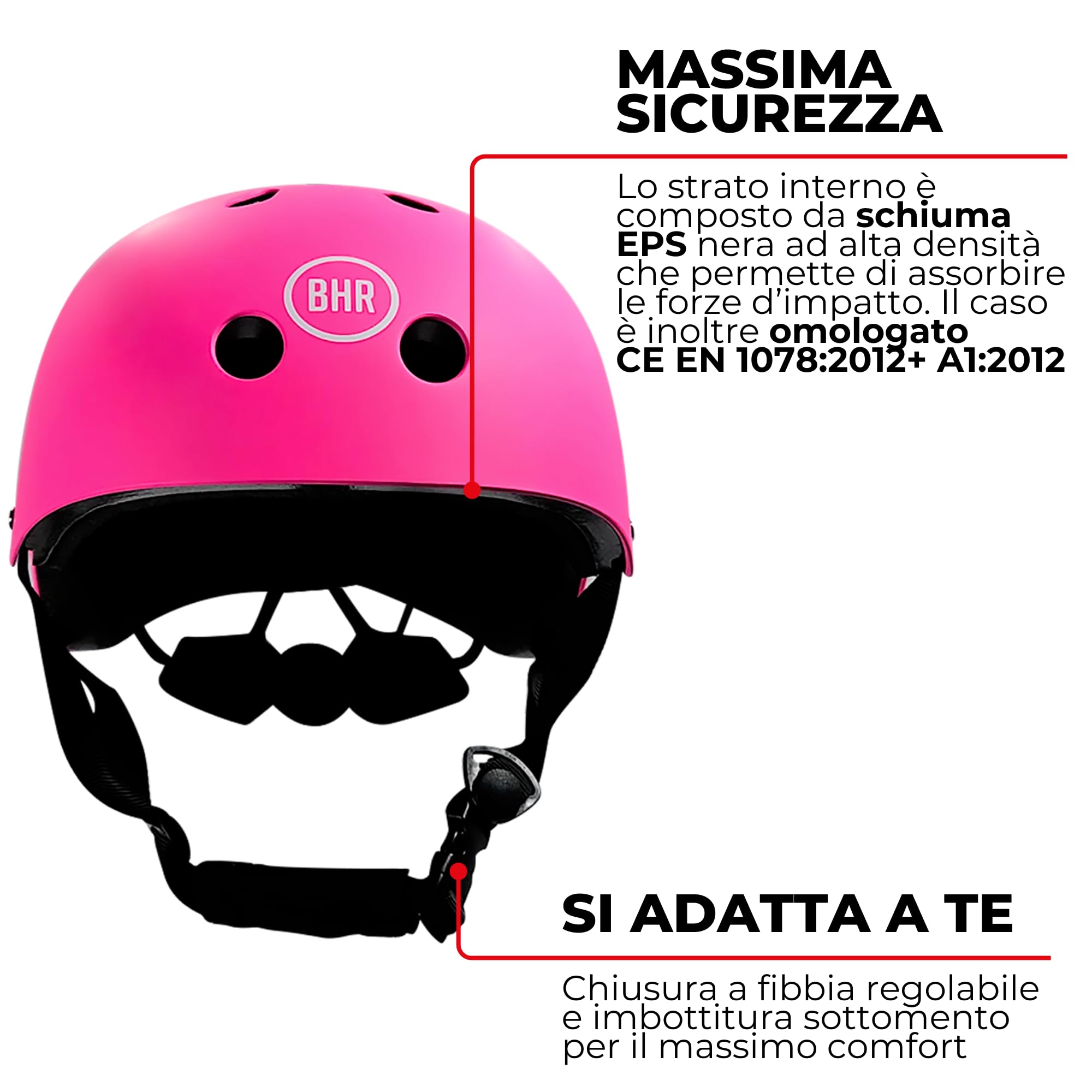 Casco para Patinete y Scooter Eléctrico BHR 837 Urban – Casco para Ciudad Homologado CE para Niños y Adultos – Casco para Bicicleta, MTB, BMX, Skateboard, Patinaje