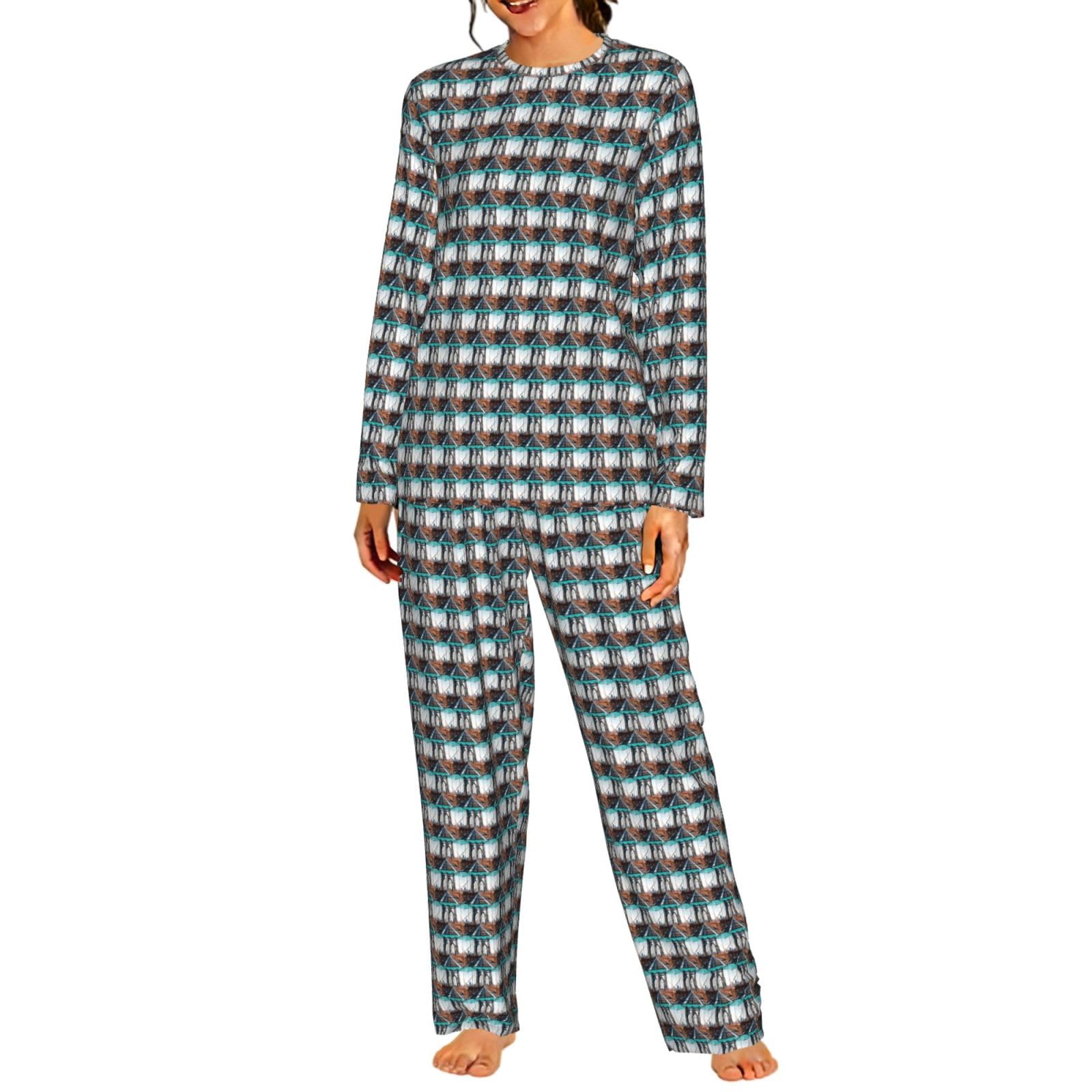 Pigiama da donna a maniche lunghe con stampa del ponte di Brooklyn, per vacanze, yoga, uscite casual, comodo regalo