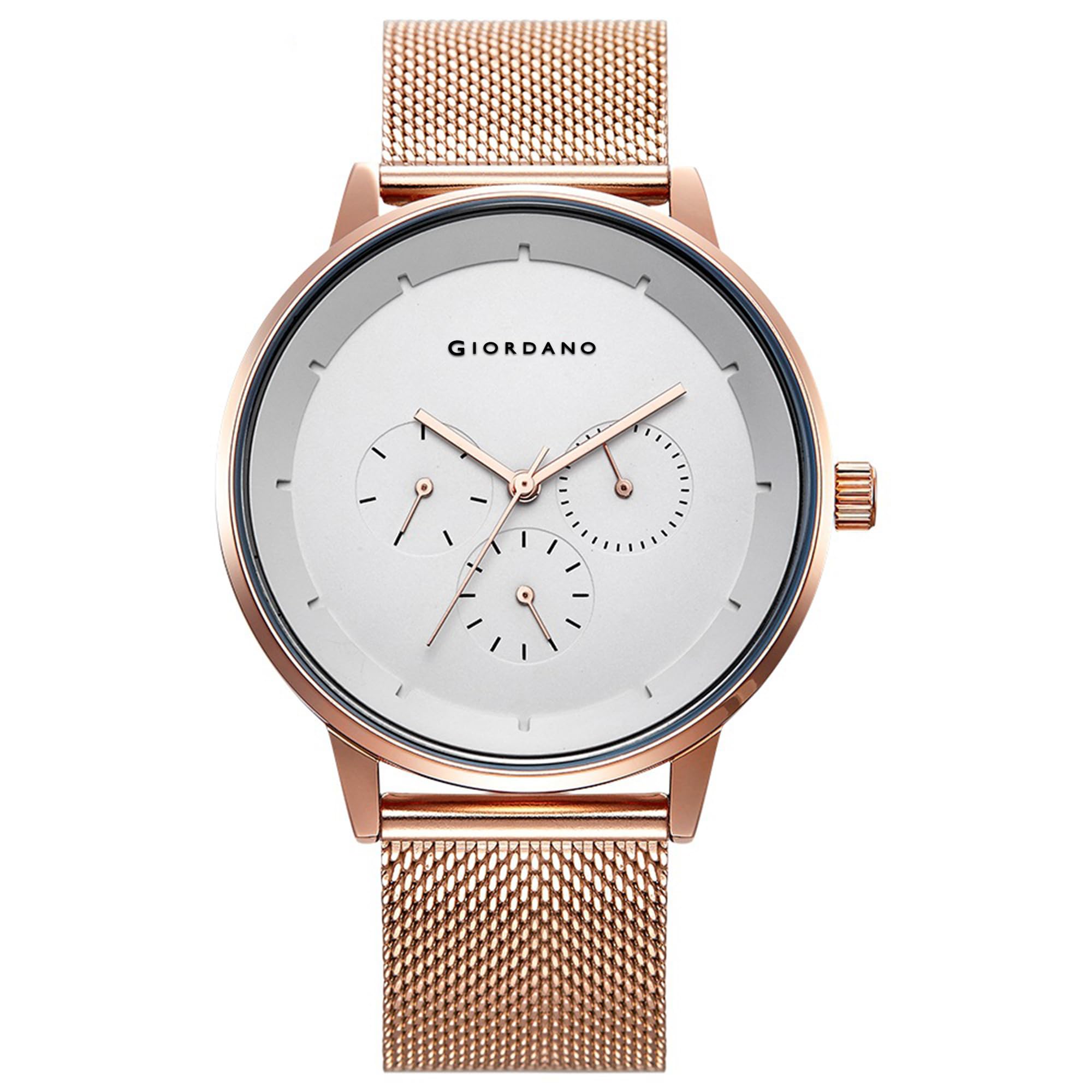 Giordano Skyscrapper Collection Multi-Function Rose Gold Watch for Man with White Dial and Rose Gold Metal Mesh Strap Wrist Watches for Men, with Classy Mesh Band GD-50005 (B09XMYHXT8) Amazon Price History, Amazon Price Tracker