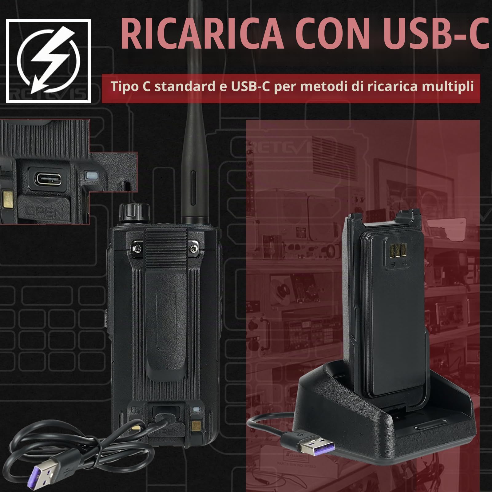 Retevis RA89 Radio Trasmittenti, Intervallo Lungo Walkie Talkie IP68 | Radioamatoriale, VFO, Batteria 2500mAh, Walkie-talkie Ricaricabile di USB A-C per il Salvataggio di Emergenza