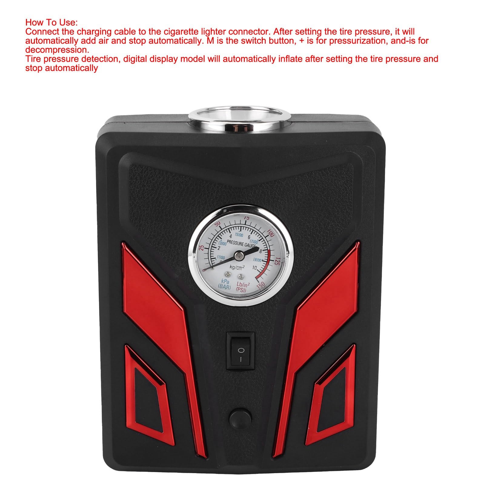 Ejoyous Pompka Do Opon Przenośna Pompka Samochodowa Kompresor 12V 120W 150PSI ABS z Oświetleniem LED 3 Dysze 27L Min Do Pompowania Opon Samochodowych w Nocy Użytku Drogowego i Kierowców (Typ
