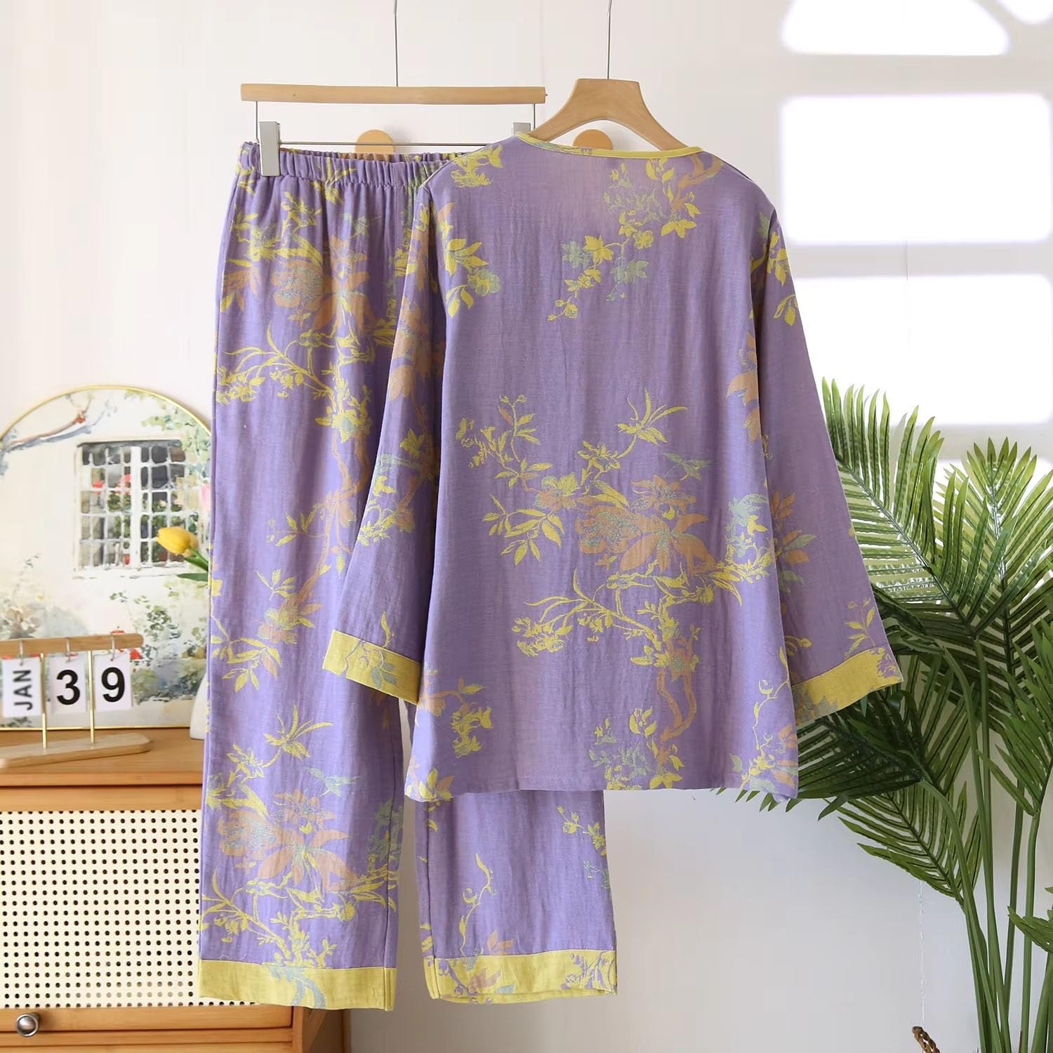 Długie spodnie damskie ubrania domowe styl retro 2 szt. piżama cienki zestaw