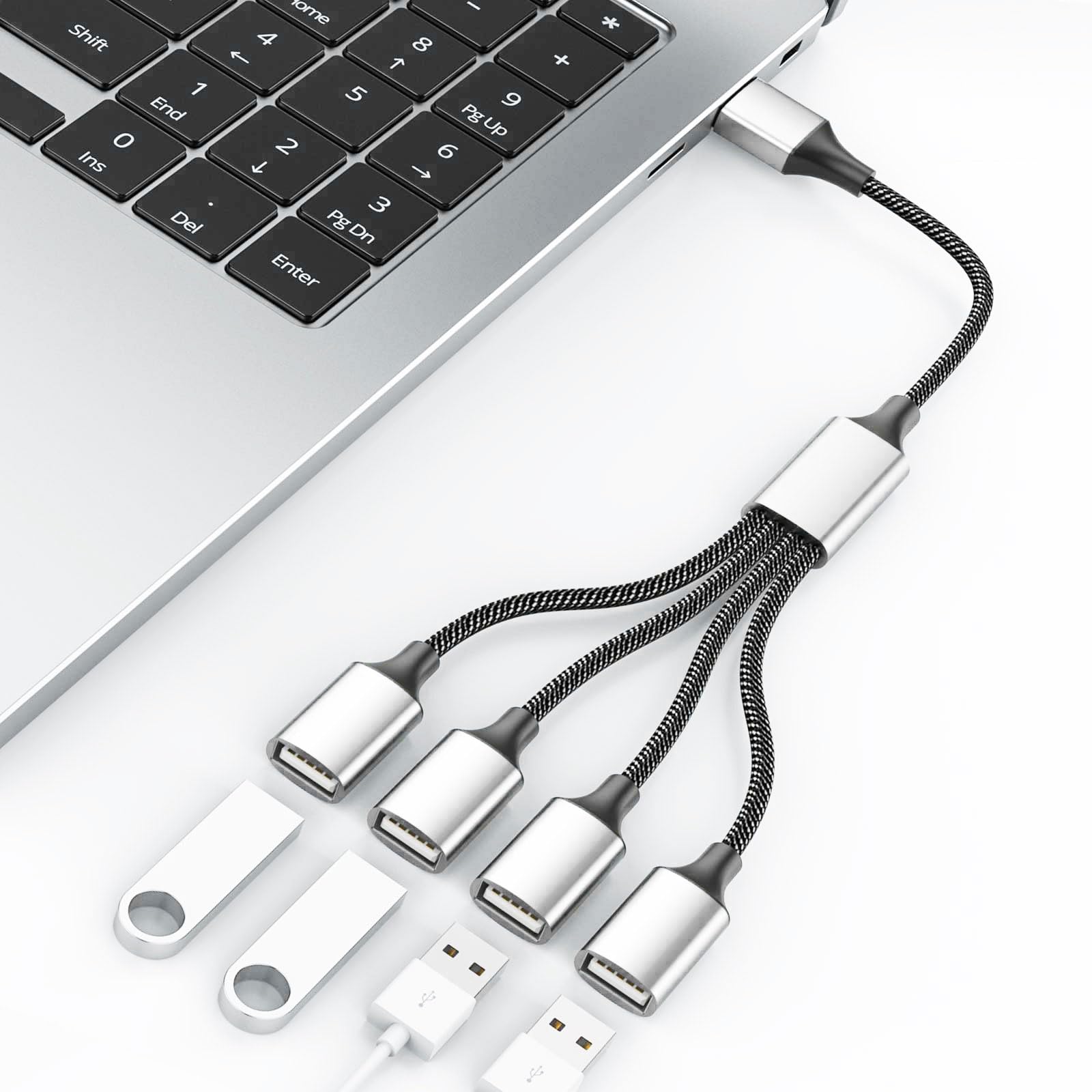 Fidioto Cable USB C macho a 4 USB hembra, adaptador de cargador tipo C a 3 USB, hub para laptop, tablet, teléfono, unidad de disco flash, consolas de juegos