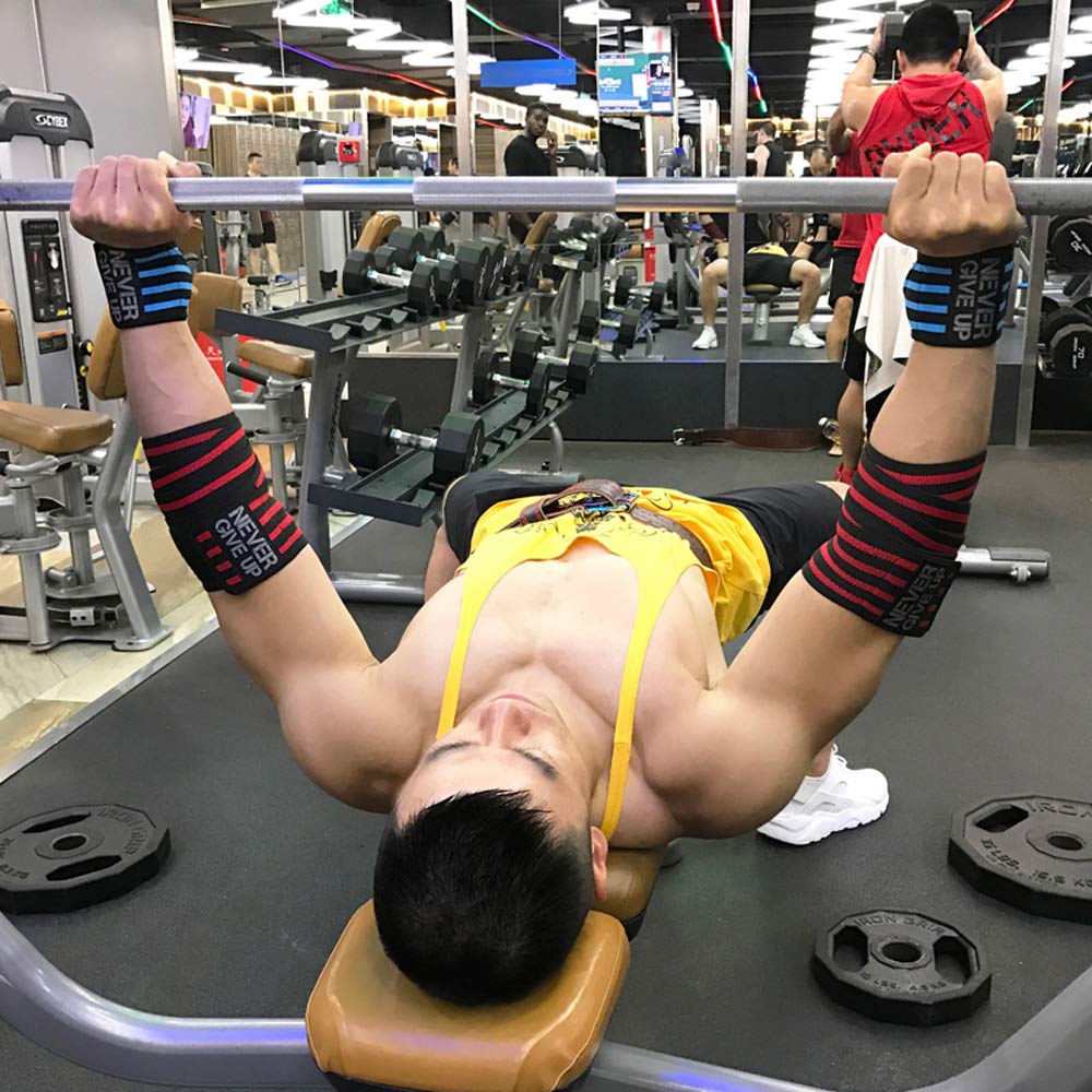 Coderas elásticas profesionales para coderas, soporte de compresión para culturismo, entrenamiento, levantamiento de potencia, gimnasio, hombres (cuatro rayas, rojo)