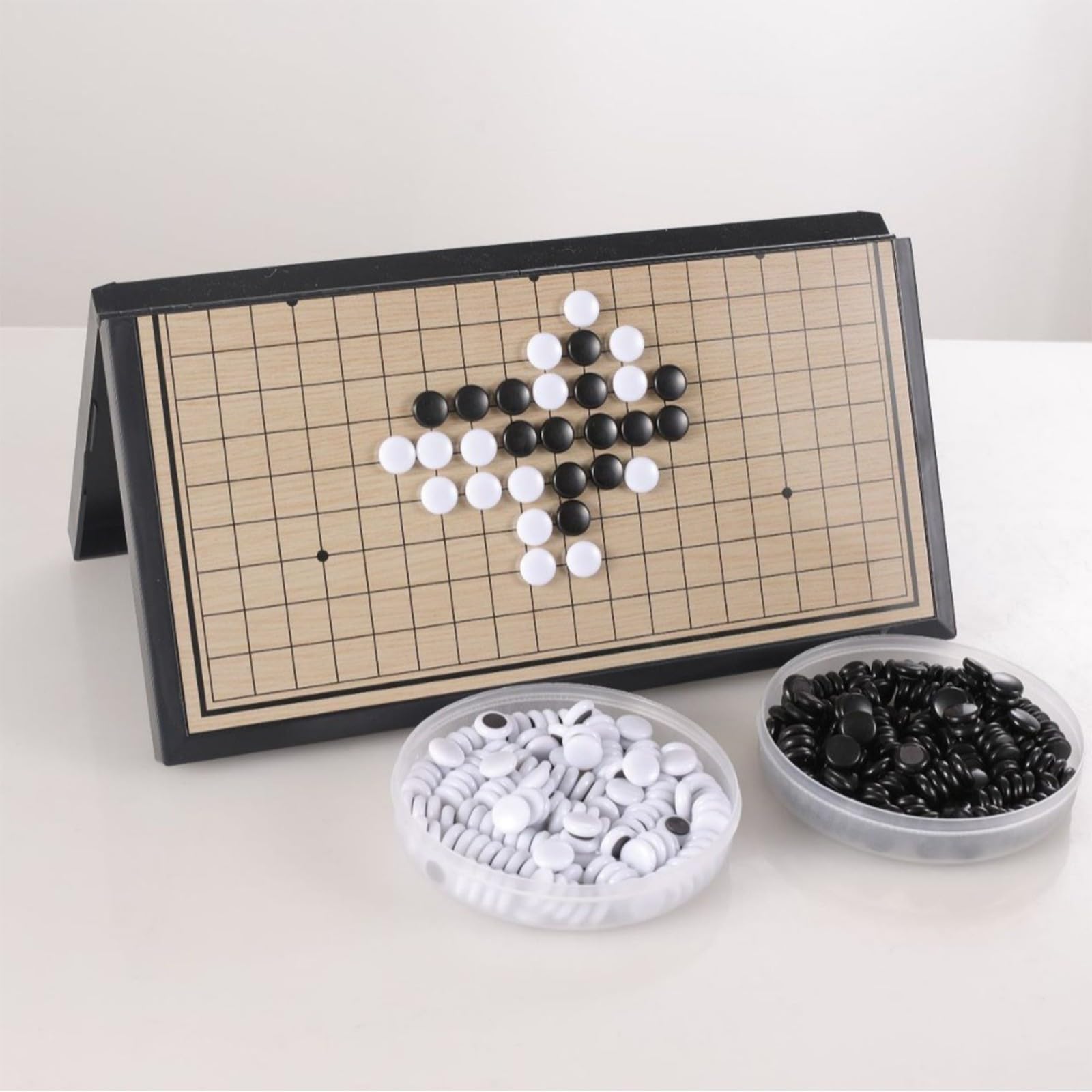Jeu de Go, jeu de Go magnétique, plateau en PVC imperméable avec pièces d'échecs en plastique, Weiqi chinois pliable portable pour compétitions, loisirs et divertissement(Yellow+Black,Type H)