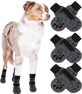 EXPAWLORER 6PCS Anti-Slip Dog Socks to Prevent Licking Paws,Dog Shoes for Hot Pavement,Best Paw Protector Traction Control on Hardwood Floor,Dog Booties for Puppy Small Medium Large Senior Dogs - Buy now