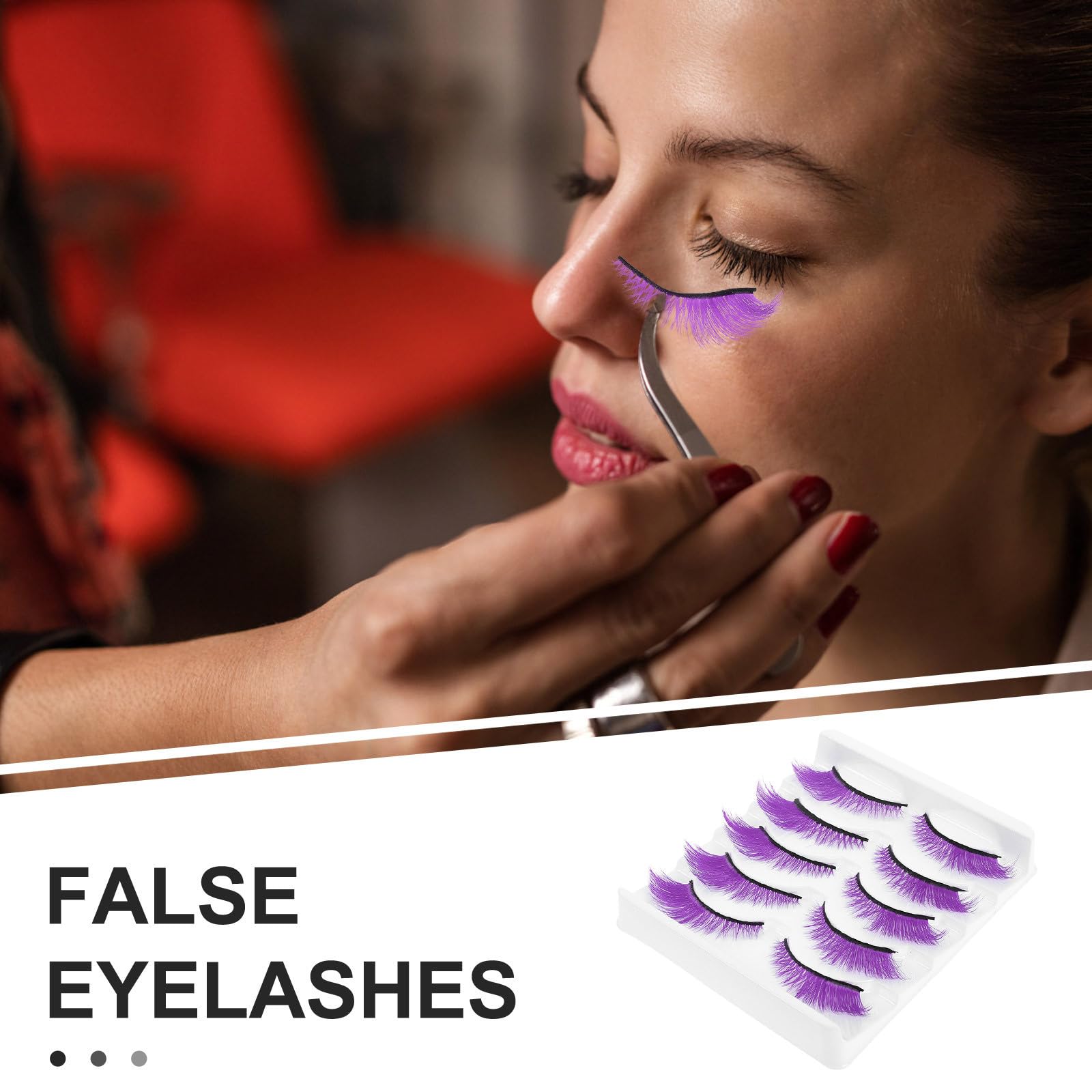 Healvian 25 Paia Set di Ciglia Finte Porpora in Fibra Artificiale Leggere e Riutilizzabili per Trucco da Palcoscenico e Feste di Halloween per Appassionati di Makeup